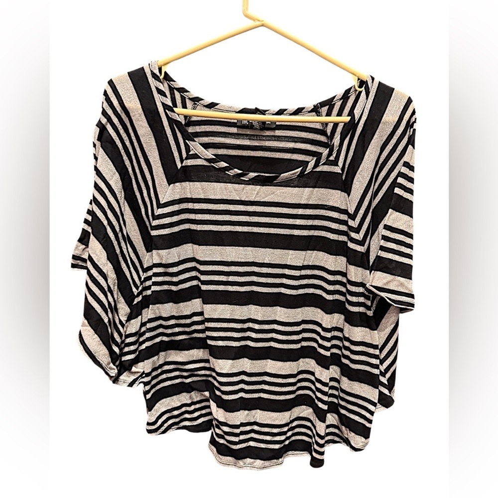 INC International Concepts Black and White Striped Tee XL
